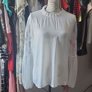 SHEIN White Lace Sleeve Blouse